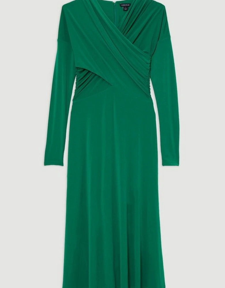 Ruched Jersey Crepe Midi Dress