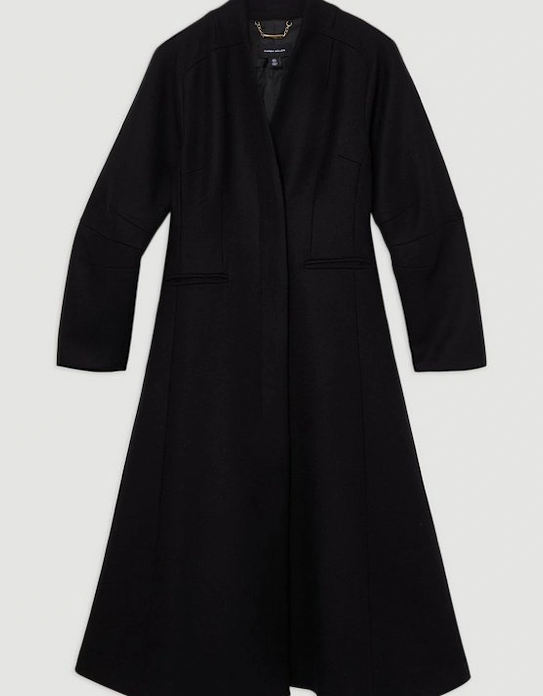 Lydia Millen Petite Premium Italian Manteco Wool Rounded Sleeve Skirted Tailored Midaxi Coat