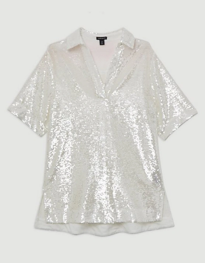 Sequin Collard Woven Tunic