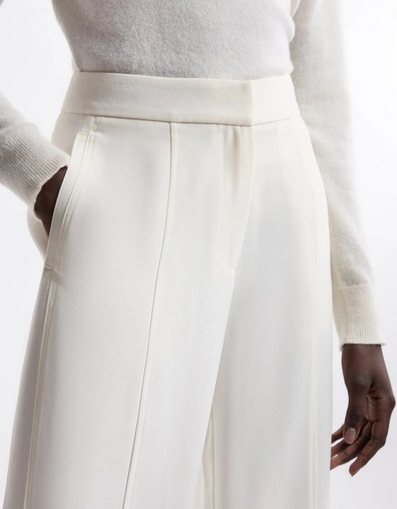 Tailored Crepe Seam Detail Straight Leg Trousers