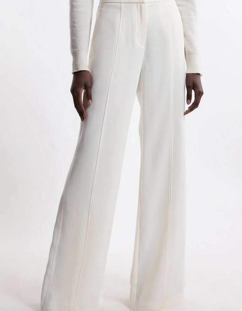 Tailored Crepe Seam Detail Straight Leg Trousers