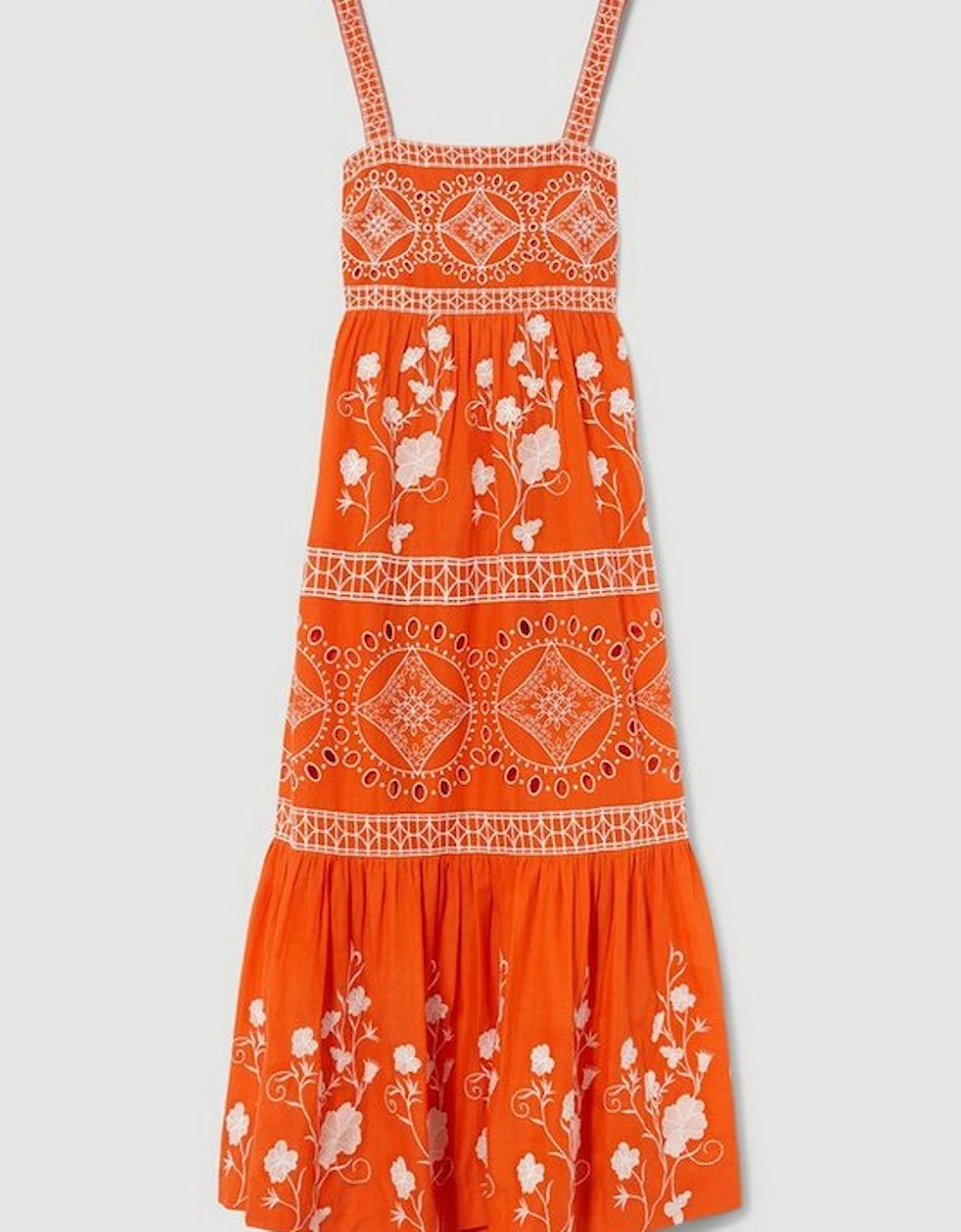 Floral & Geo Embroidered Woven Maxi Dress