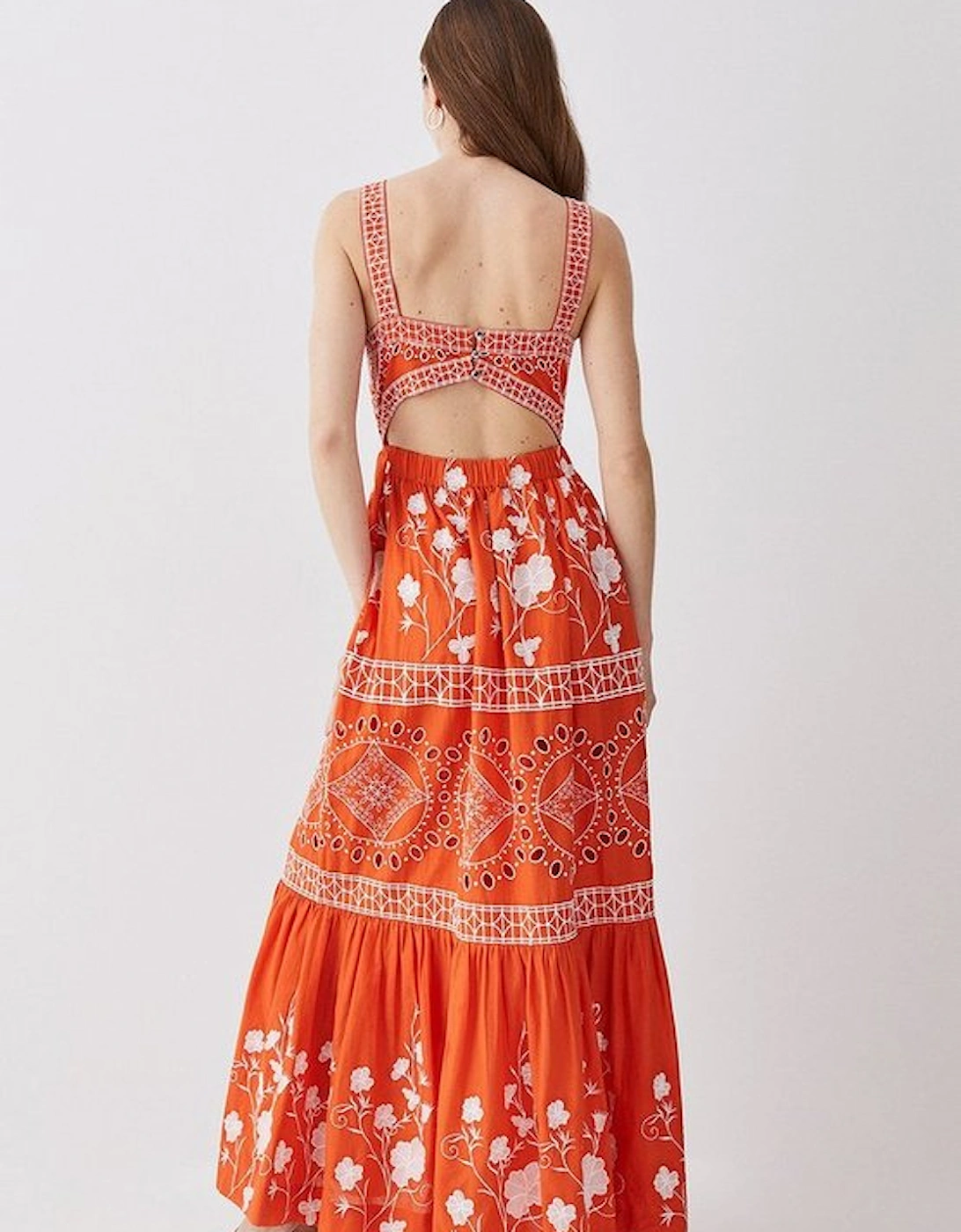 Floral & Geo Embroidered Woven Maxi Dress