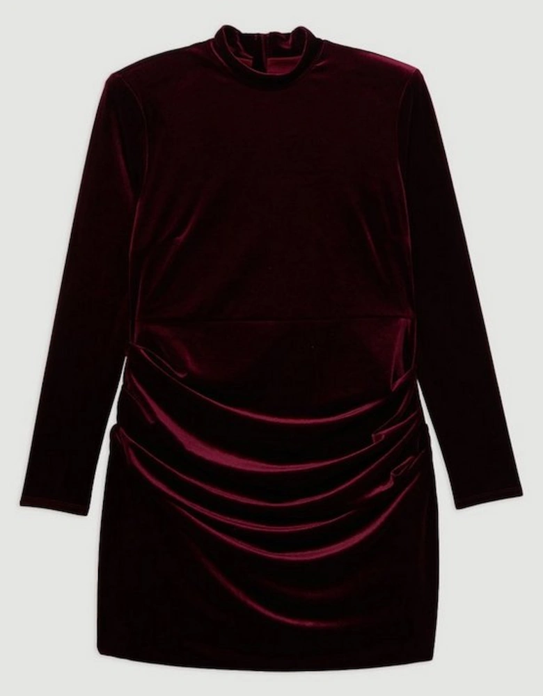 Plus Size Tailored Velvet High Neck Mini Dress