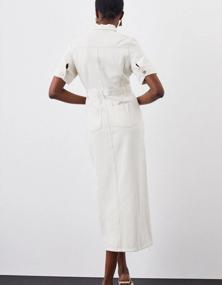 Petite Denim Maxi Shirt Dress