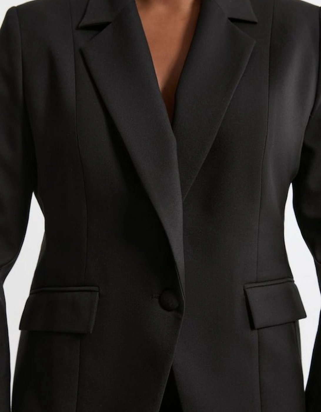 Plus Size Tailored Twill Single Breasted Jacket