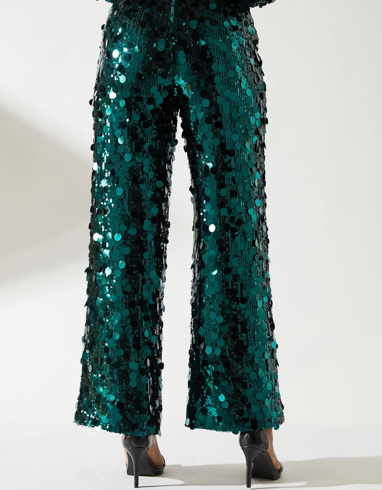 Party Disc Sequin Satin Trim Trouser