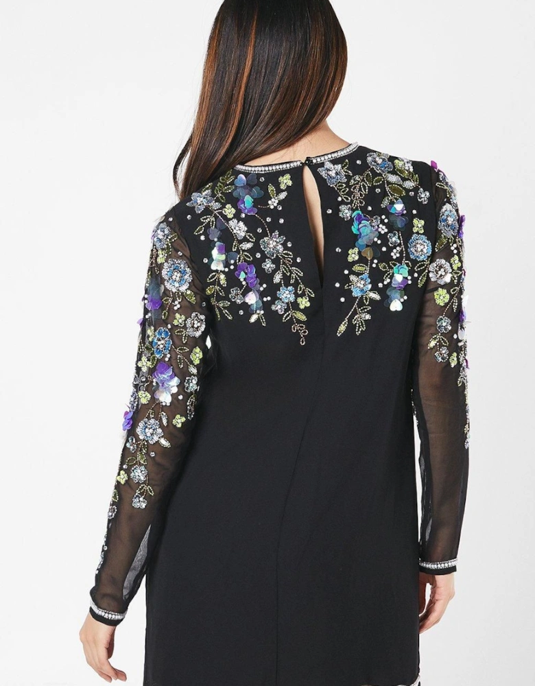 Party Sequin Long Sleeve Black Mini Dress