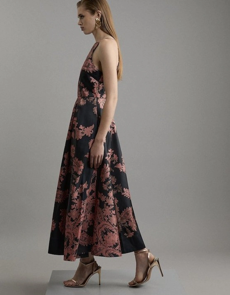 Jacquard Woven Floral Maxi Dress