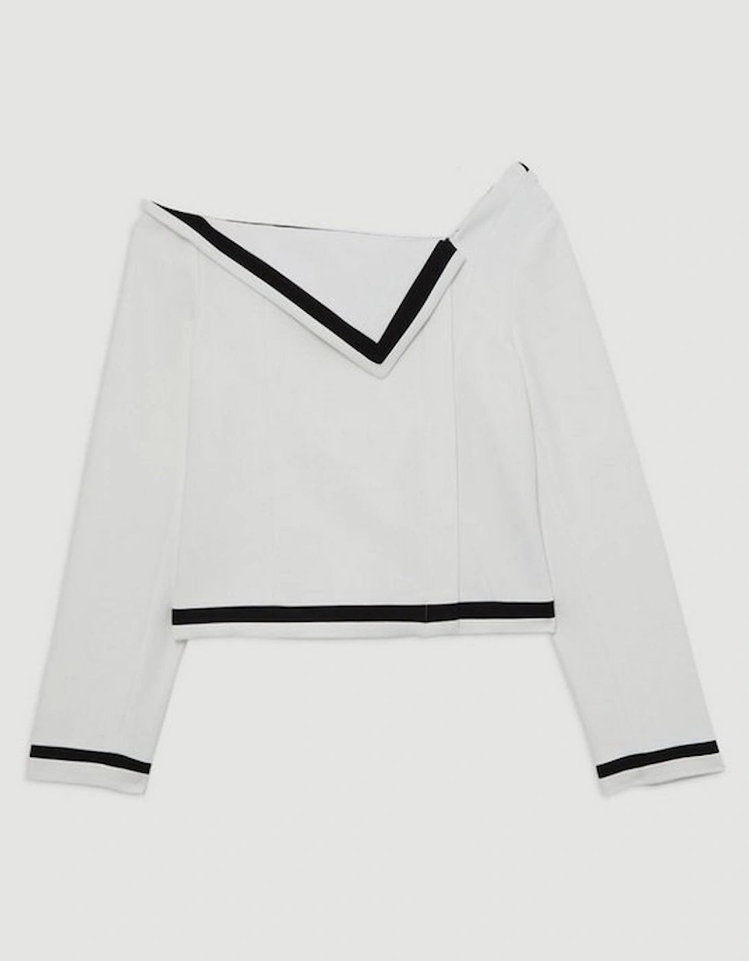 Compact Stretch Contrast Tipped Asymmetric Jacket