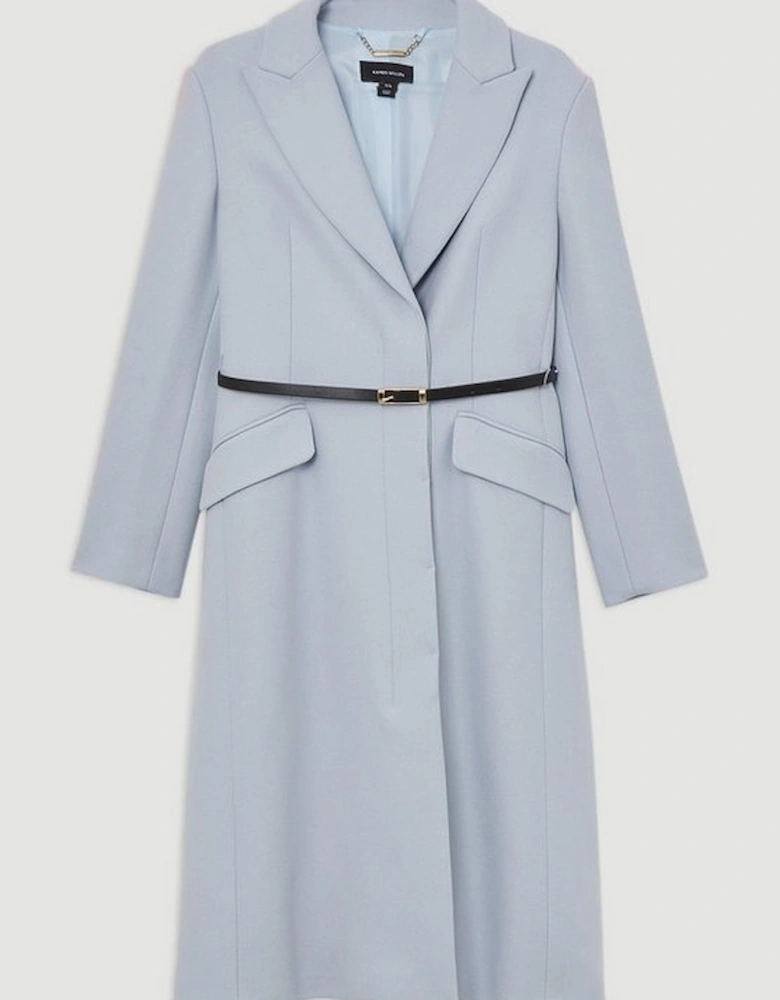 Premium Italian Manteco Wool Single Breasted Belted Tailored Maxi Coat