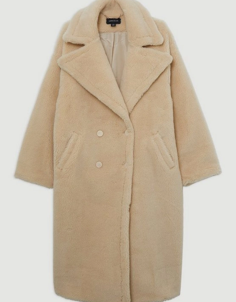 Petite Faux Fur Teddy Longline Coat