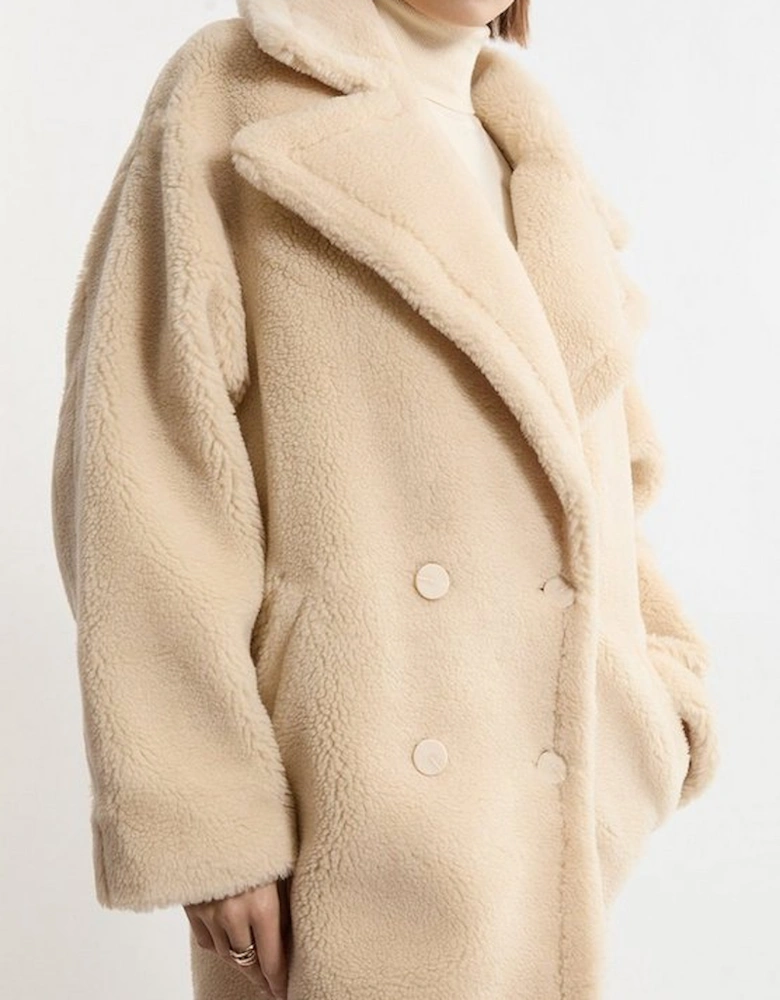 Petite Faux Fur Teddy Longline Coat