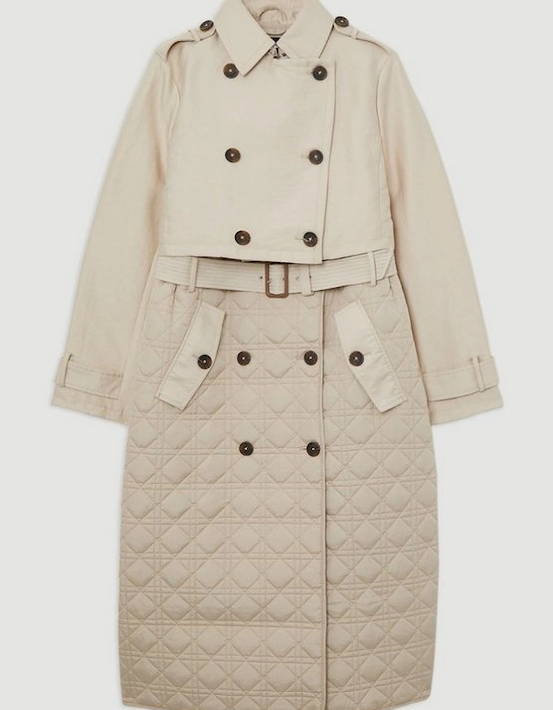 Hybrid Quilted Belted Trench Coat