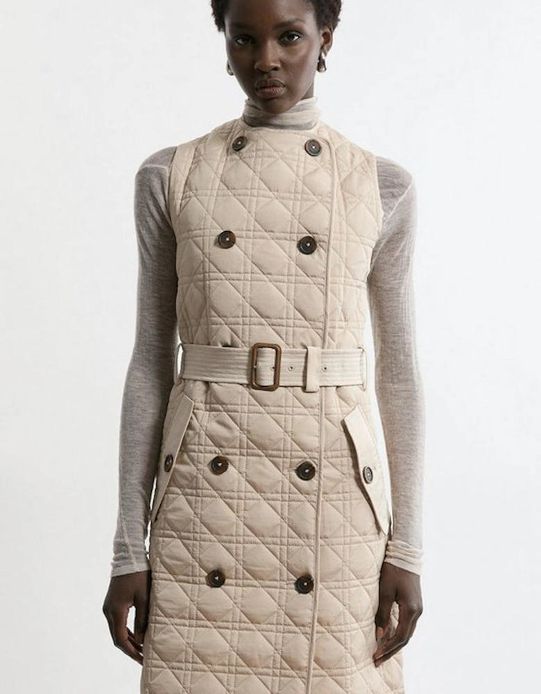 Hybrid Quilted Belted Trench Coat