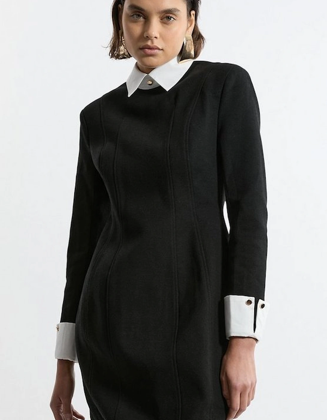 Brushed Tailored Jersey Long Sleeve Scuba Midi Dress