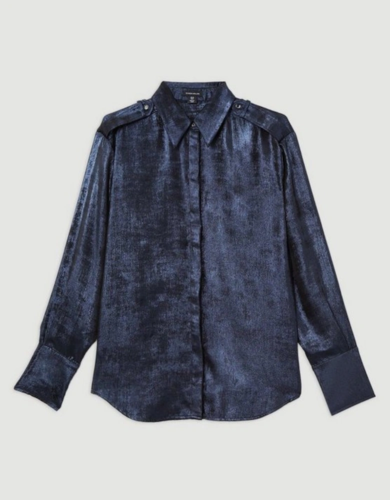 Metallic Woven Collared Shirt