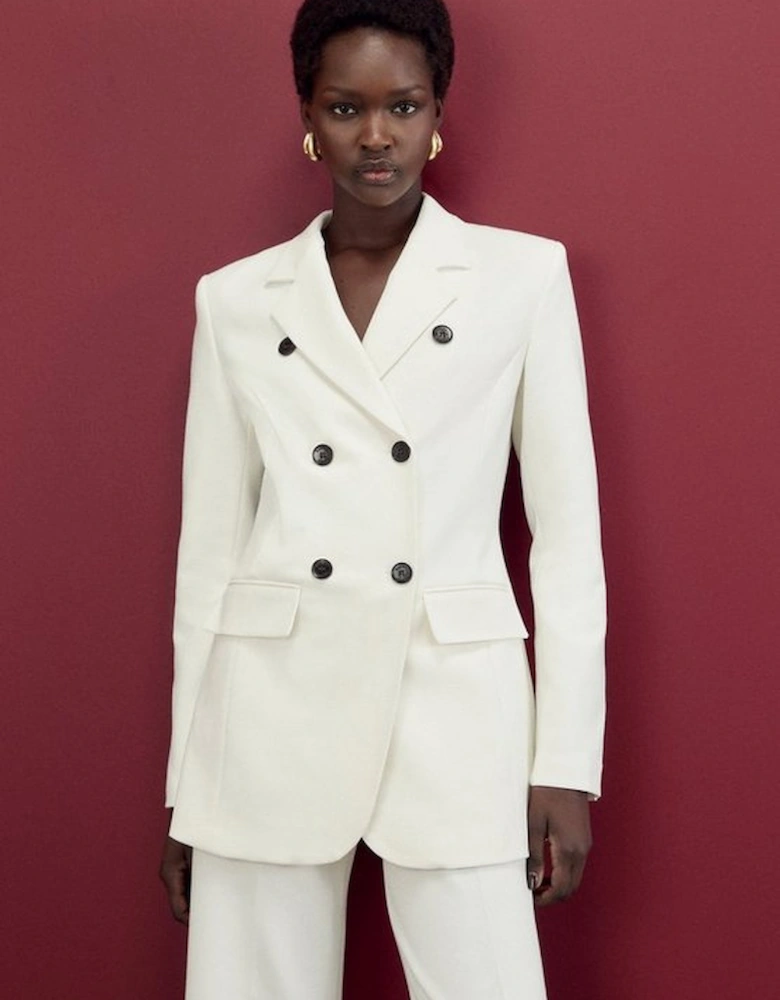 Compact Stretch Tailored Double Breasted Blazer