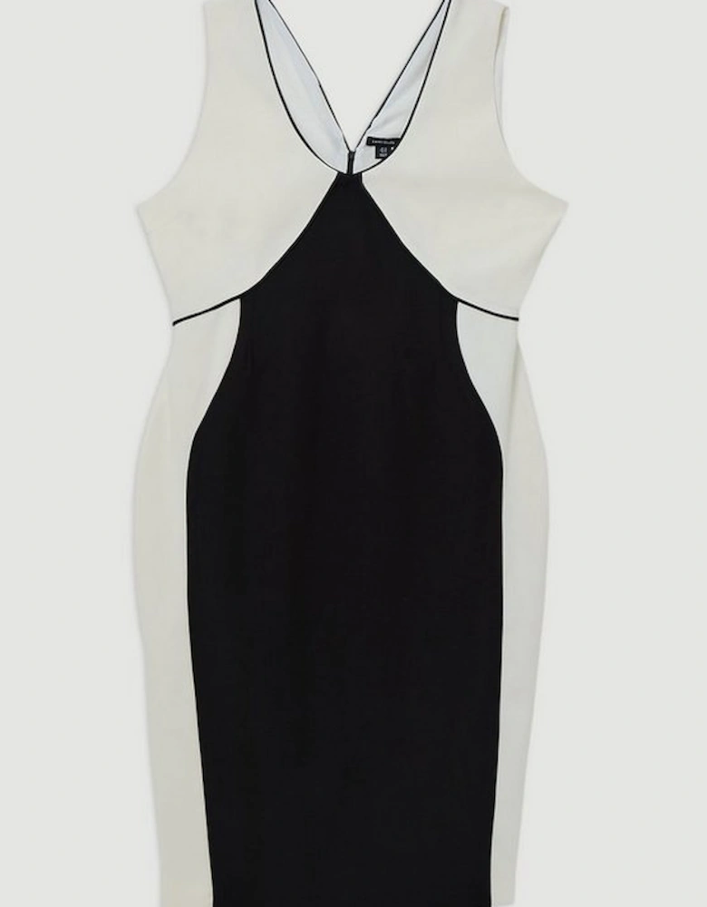 Plus Size Soft Tailored Colourblock Tailored Sleeveless Midi Dress