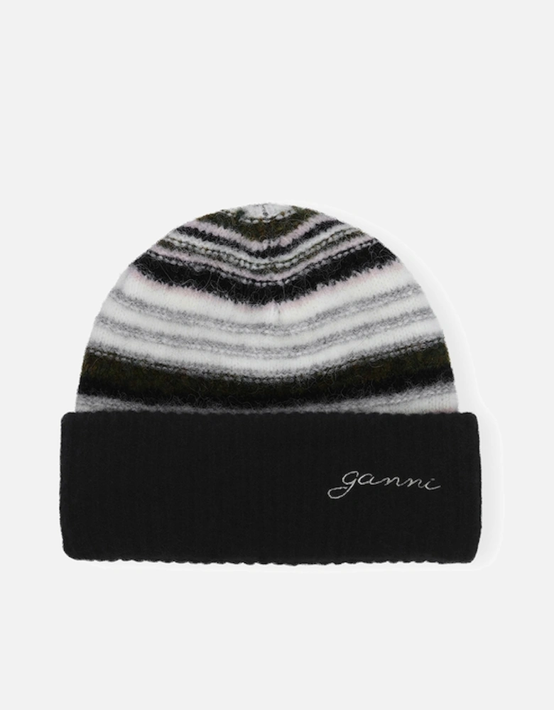 Striped Intarsia-Knit Beanie