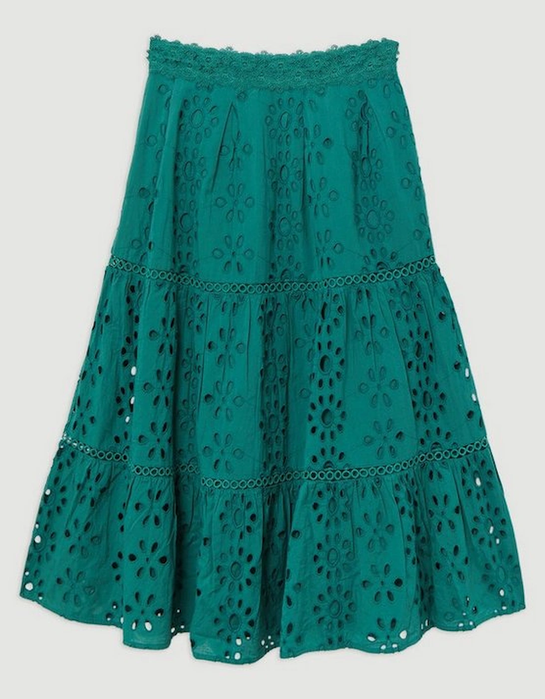 Tall Broderie Woven Midi Skirt With Guipure Trim