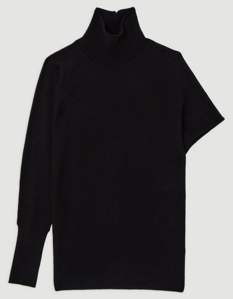 Blend Knit Asymmetric Roll Neck Jumper