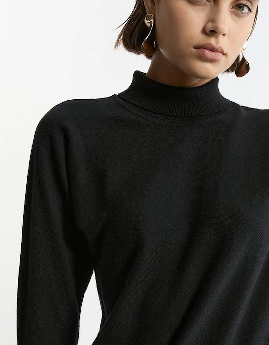 Blend Knit Asymmetric Roll Neck Jumper