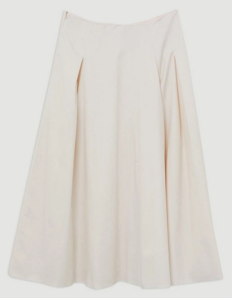 Tailored Twill Full Midi Skirt