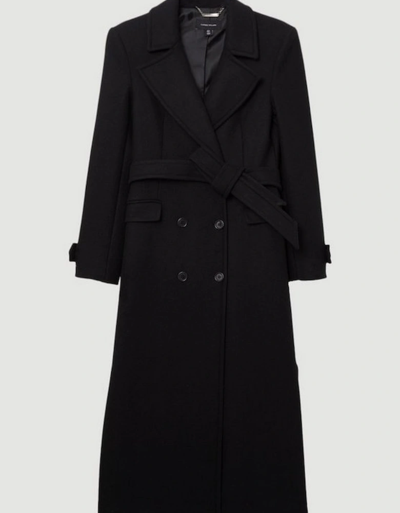 Premium Italian Manteco Wool Double Breasted Belted Tailored Midi Coat