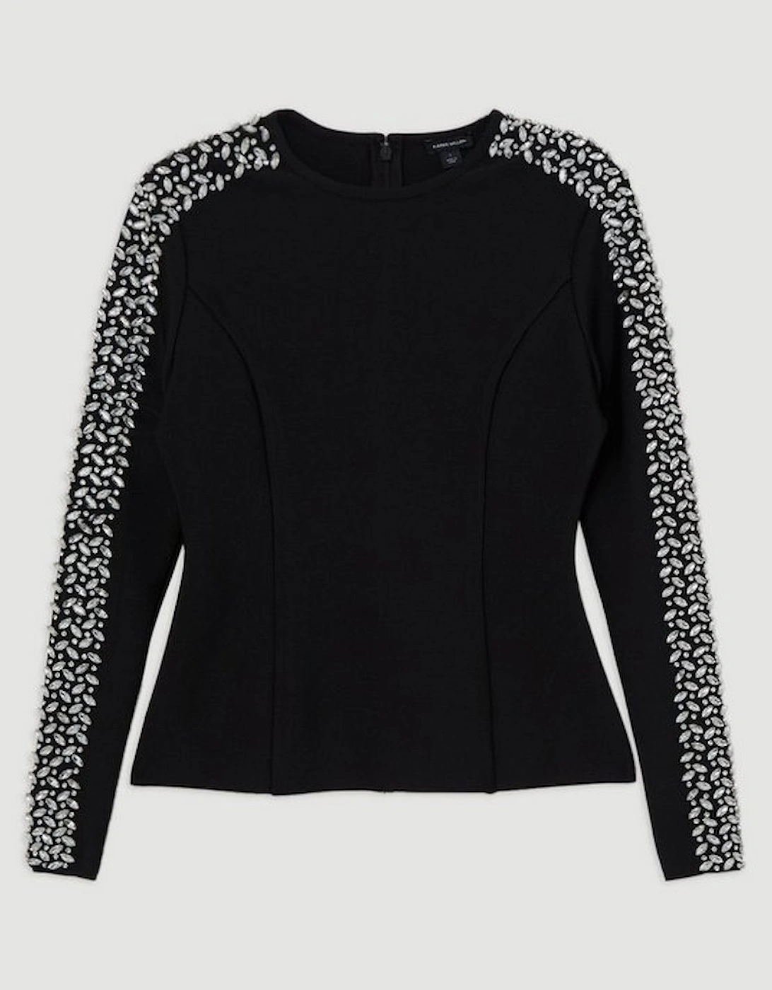 Figure Form Bandage Knit Embellished Top