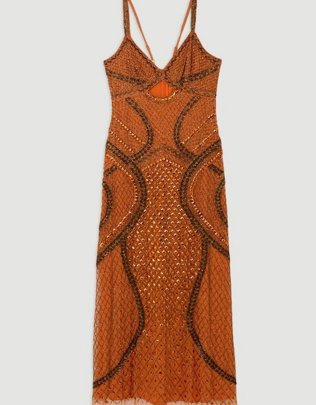 Cut Out Detail Embellished Beaded Woven Maxi Dress