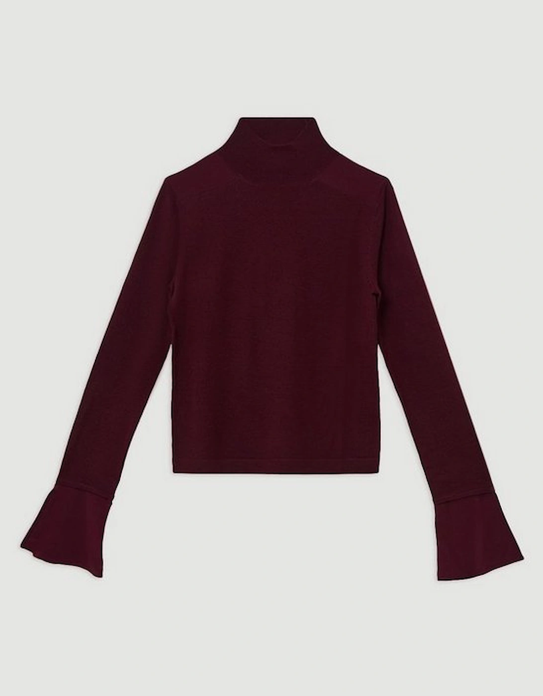 Merino Wool Blend Knit Jumper With Silk Cuffs