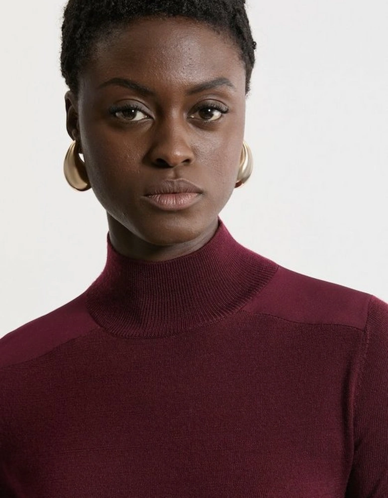 Merino Wool Blend Knit Jumper With Silk Cuffs