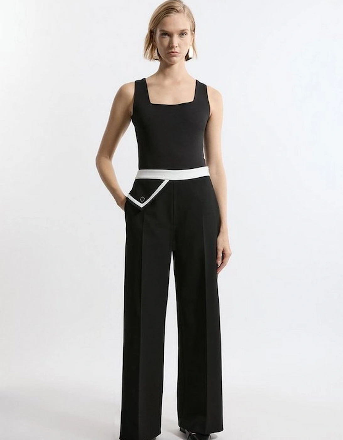 Compact Stretch Contrast Tipped Trouser