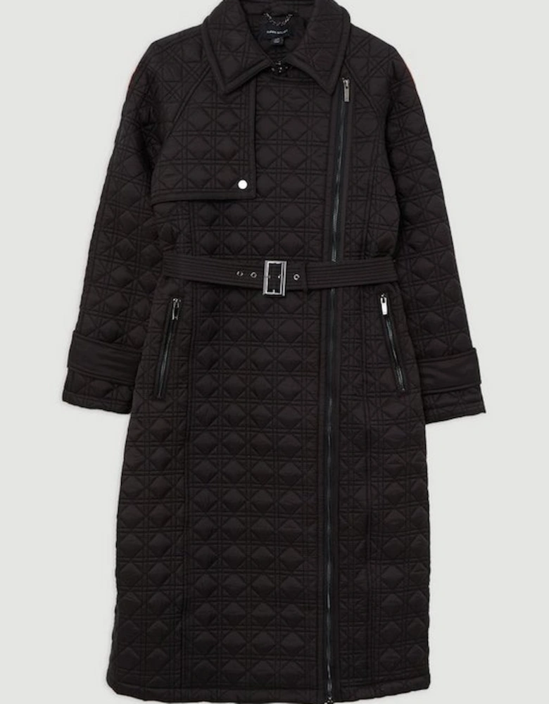 Quilted Belted Longline Trench Coat