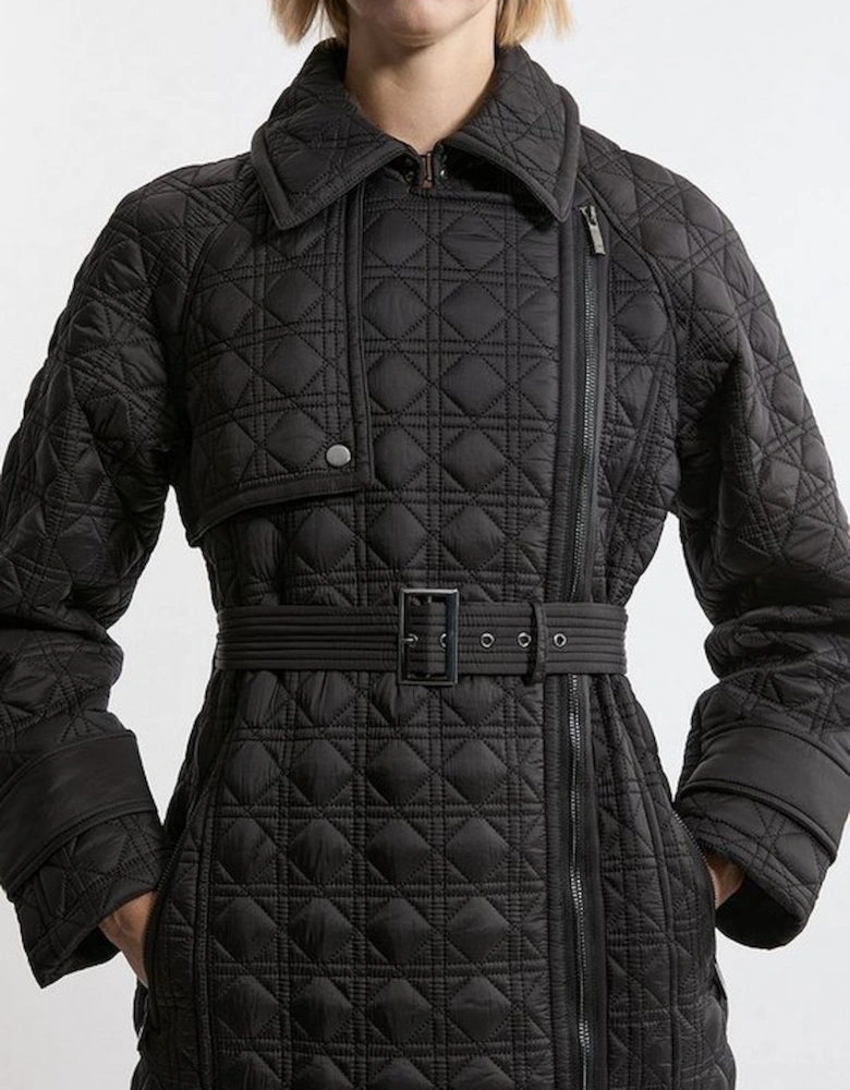 Quilted Belted Longline Trench Coat