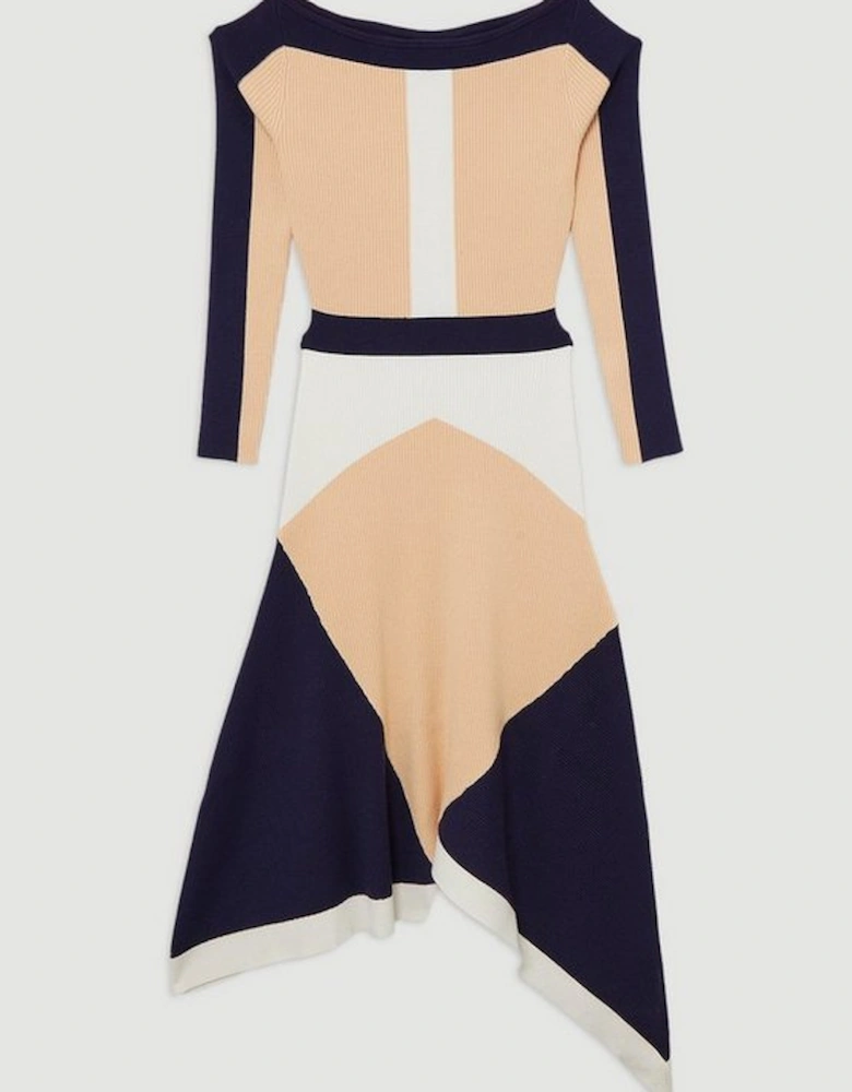 Tall Viscose Blend Asymmetric Colour Block Dress