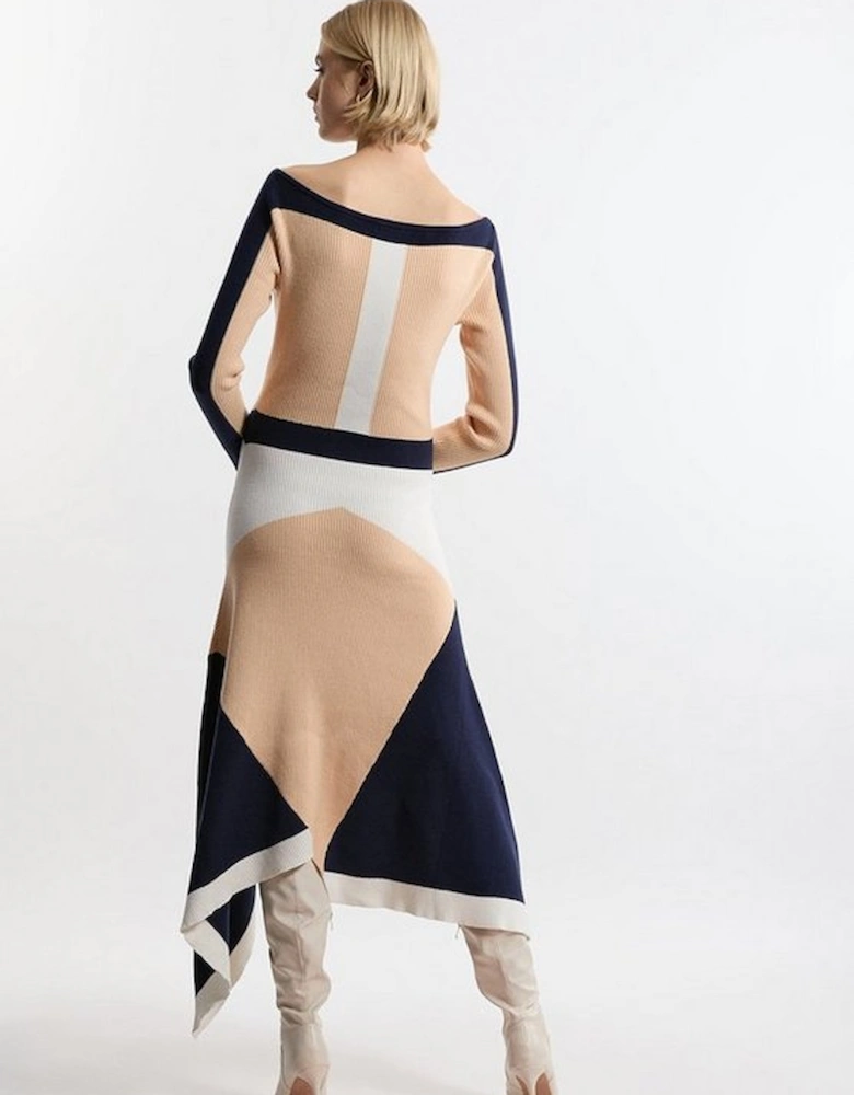 Tall Viscose Blend Asymmetric Colour Block Dress