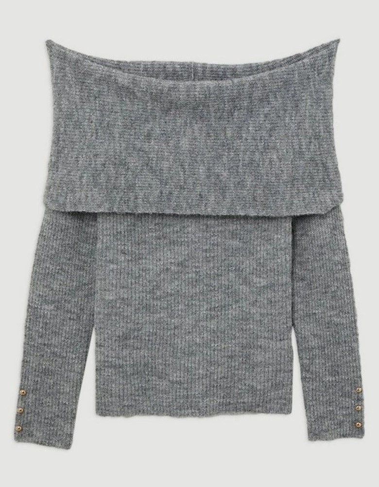 Wool Blend Cosy Bardot Knit Jumper