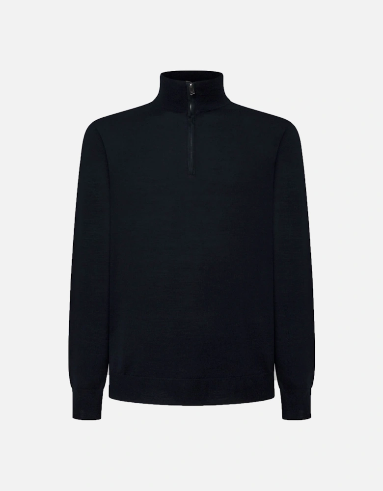 Merino Silk Half Zip Midnight Blue