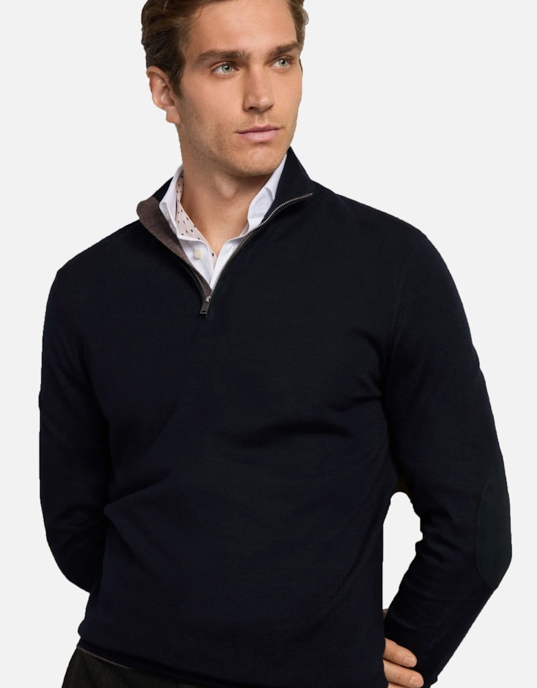 Merino Silk Half Zip Midnight Blue