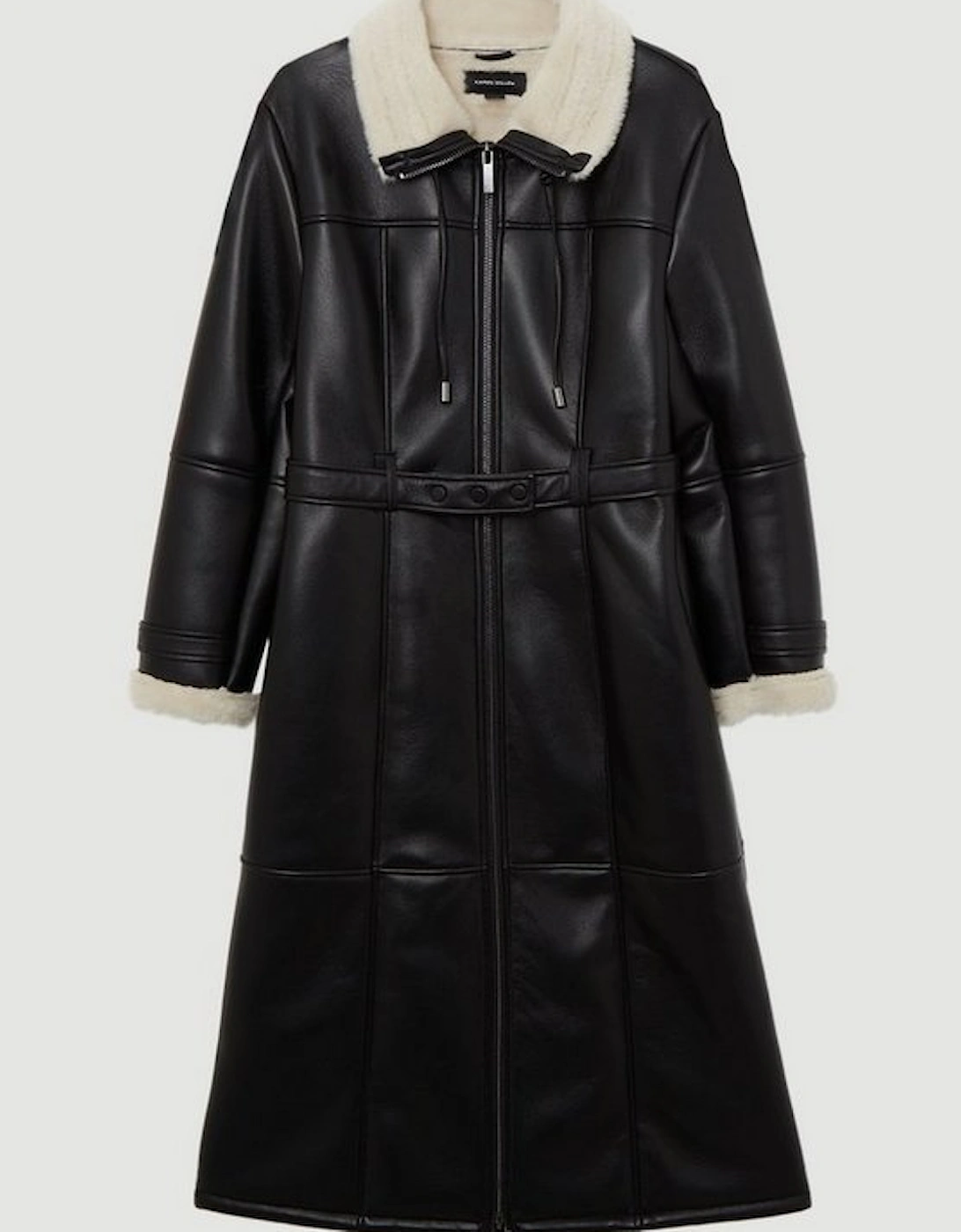 Faux Shearling Aviator Longline Coat