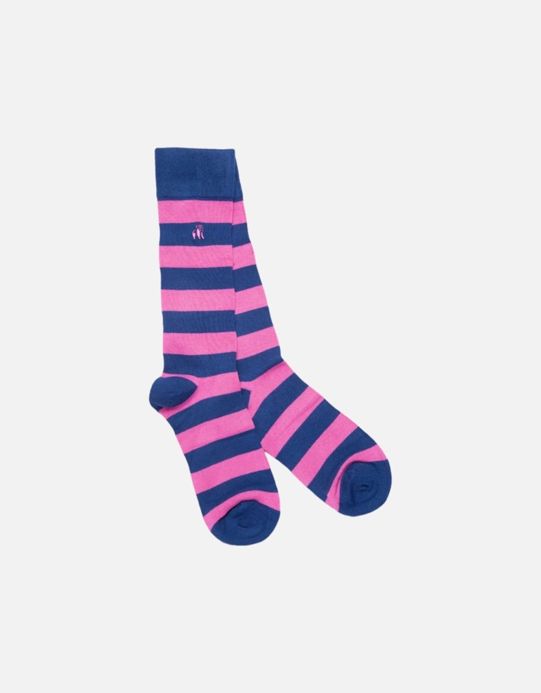 RICH PINK STRIPED COMFORT CUFF SOCKS