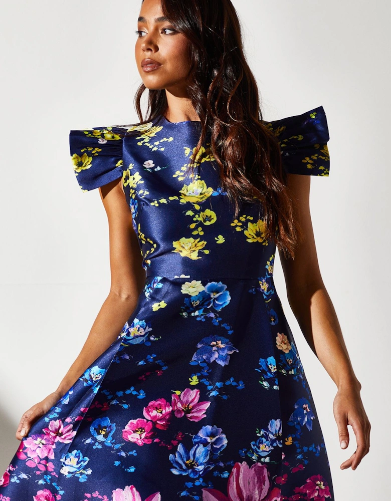 Petite Twill Belted Midi Dress