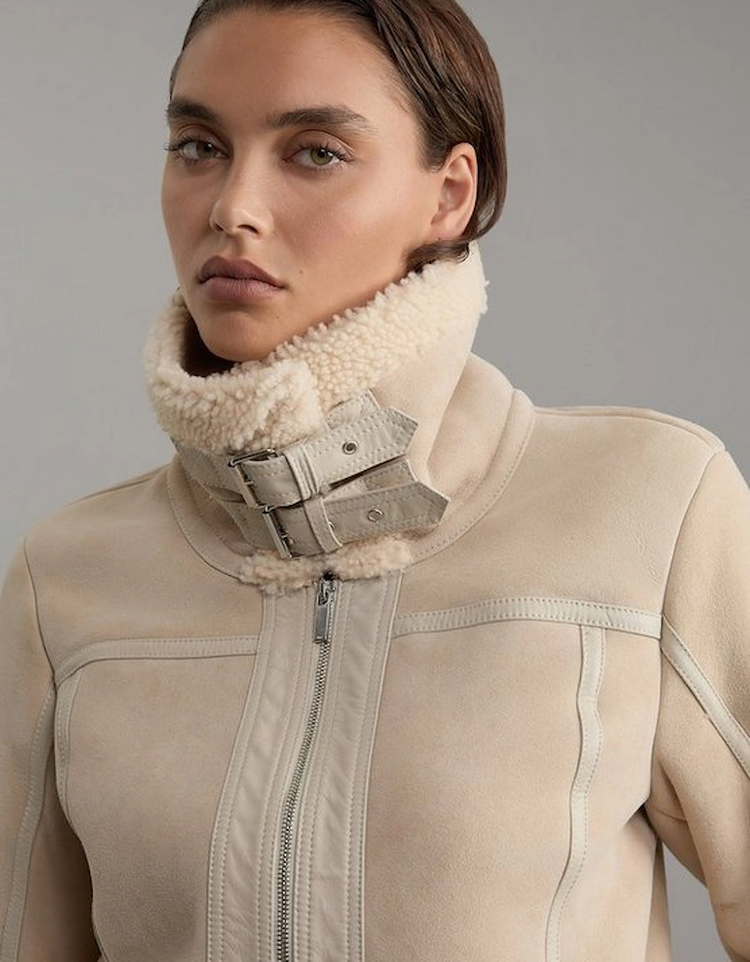 Shearling Crop Aviator Jacket