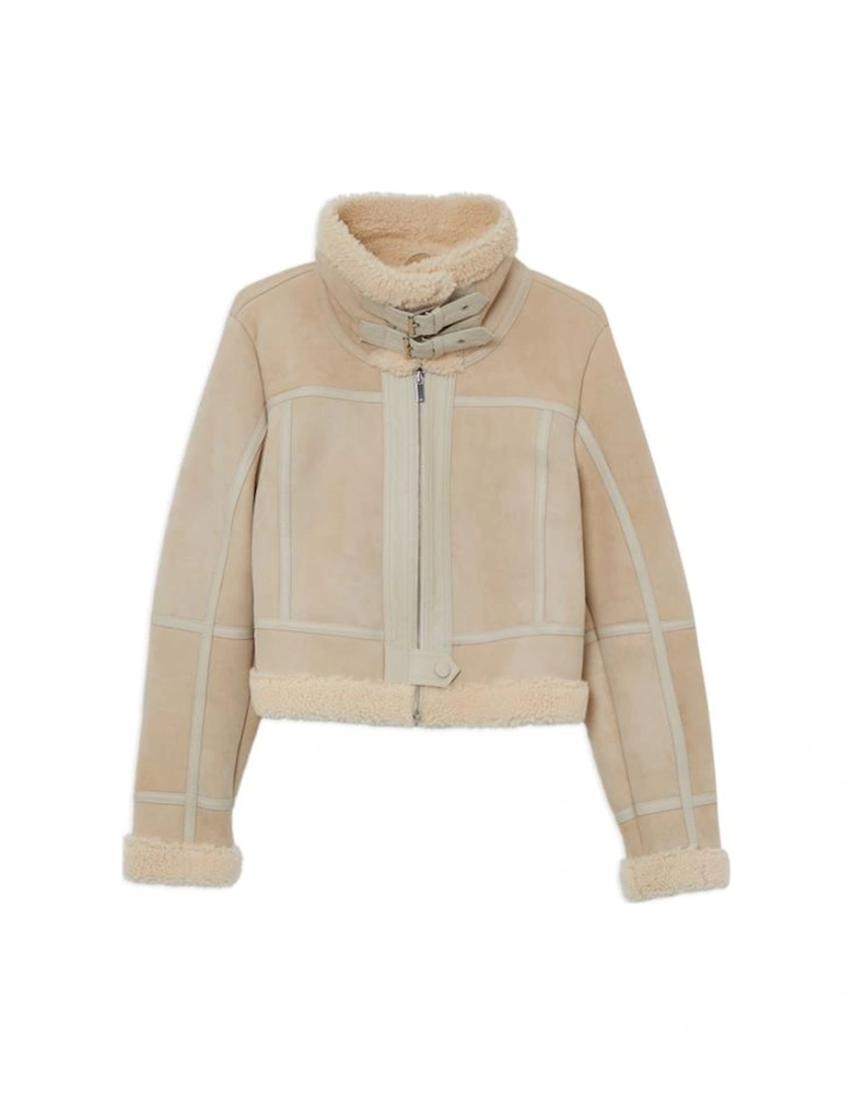 Shearling Crop Aviator Jacket