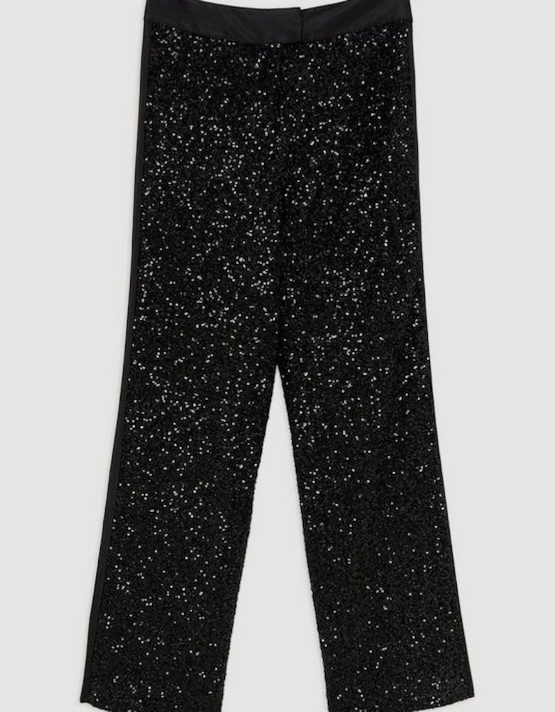 Sequin High Waisted Wide Leg Trousers