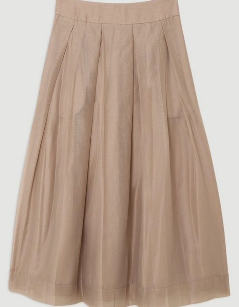 Lydia Millen Organdie Woven Pleated Midi Skirt