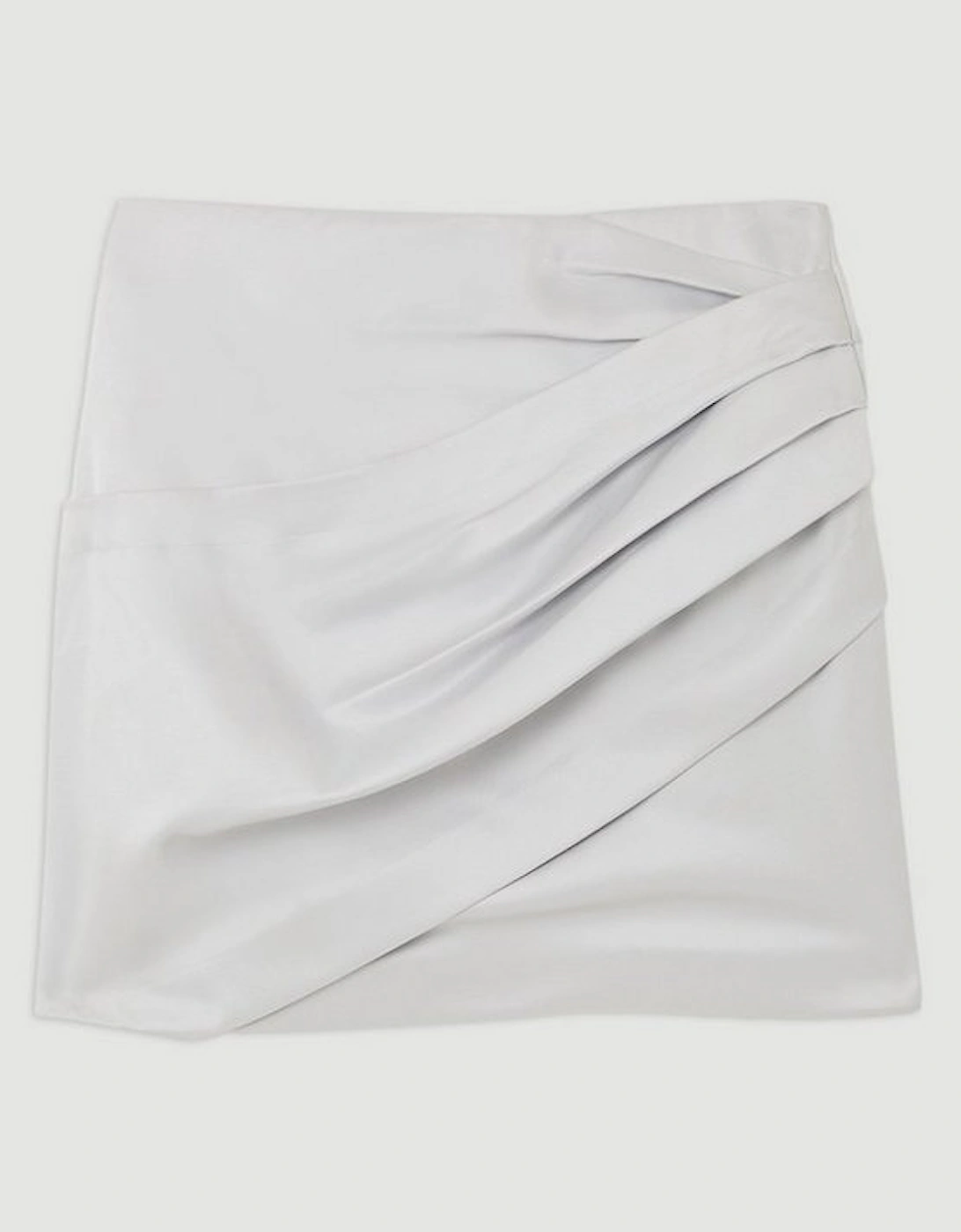 Structured Viscose Satin Tailored Ruched Mini Skirt