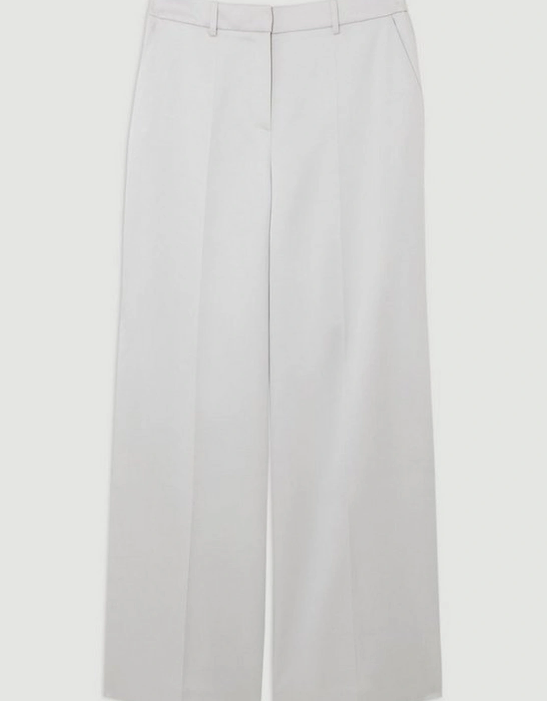 Structured Viscose Satin Tailored Wide Leg Trousers